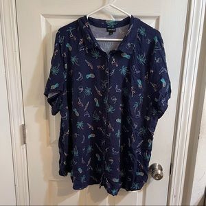 Torrid tropical print button up short sleeve shirt